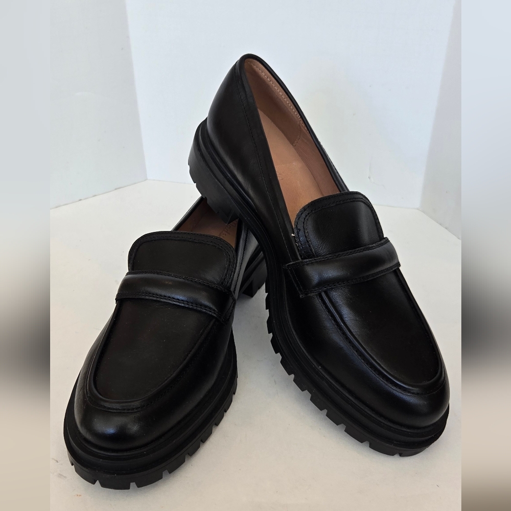 Madewell "The Bradley" Chunky Lugsole Black Leather Loafers